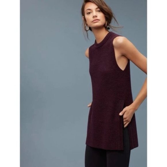 Wilfred Tops - Aritzia Wilfred Burgundy Palmier 100% Wool Sleeveless Sweater Tunic - XS/S ❤️
